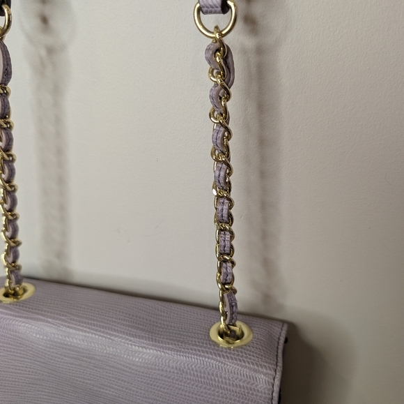 Anne Klein Lavender Textured Crossbody Bag Gold Chain Medallion - Picture 8 of 14